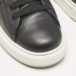 Pre Owned Prada Black Leather Lace Up Sneakers Size 36