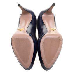Prada Blue Saffiano Leather Platform Pumps Size 37.5