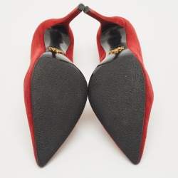 Prada Red Suede Pointed Toe Pumps Size 37.5