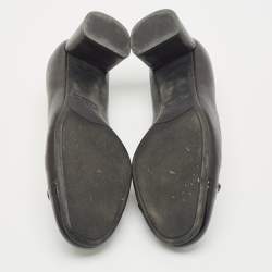 Prada Black Patent Leather Bow Block Heel Pumps Size 36.5