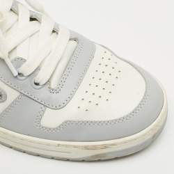 مملوكة مسبقًا Prada White Leather Downtown logo Lace Up Sneakers Size 39