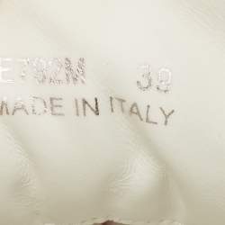 مملوكة مسبقًا Prada White Leather Downtown logo Lace Up Sneakers Size 39