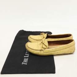 Prada Yellow Ostrich Leather Bow Loafers Size 37.5
