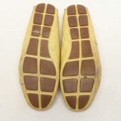 Prada Yellow Ostrich Leather Bow Loafers Size 37.5