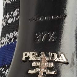 Prada Navy Blue/Black Printed Knit Fabric Pointed Toe Pumps Size 37.5