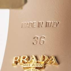 Prada Silver Leather Ankle Strap Platform Sandals Size 36