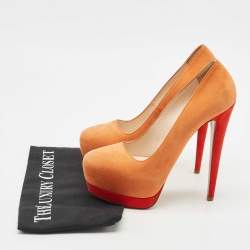 Prada Orange/Red Suede Platform Pumps Size 38