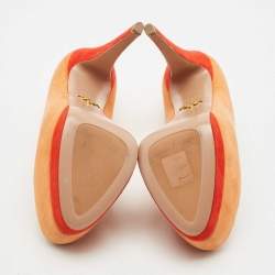 Prada Orange/Red Suede Platform Pumps Size 38