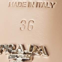 Prada Gold Saffiano Leather Ankle Strap Block Heel Platform Sandals Size 36