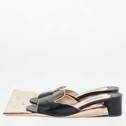 Prada Black Saffinao Patent Leather Slide Sandals Size 39