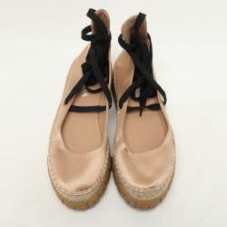 Prada Metallic Beige Satin Tyre-Sole Espadrille Size 36.5 