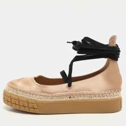 Prada Metallic Beige Satin Tyre-Sole Espadrille Size 36.5 