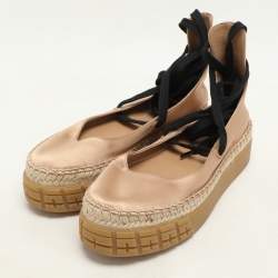 Prada Metallic Beige Satin Tyre-Sole Espadrille Size 36.5 