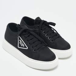 Prada Black Nylon Wheel Cassetta Low-Top Sneakers Size 36