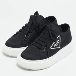 Prada Black Nylon Wheel Cassetta Low-Top Sneakers Size 36