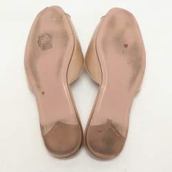 Prada Beige Patent Leather Crystal Embellished Slide Sandals Size 36.5