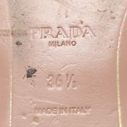 Prada Beige Patent Leather Crystal Embellished Slide Sandals Size 36.5