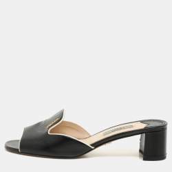 Prada Black Patent Leather Slide Sandals Size 36.5