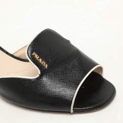 Prada Black Patent Leather Slide Sandals Size 36.5