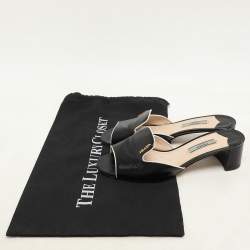Prada Black Patent Leather Slide Sandals Size 36.5