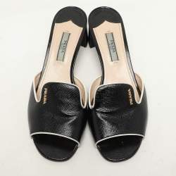 Prada Black Patent Leather Slide Sandals Size 36.5