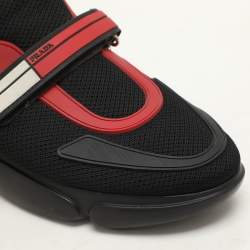 Prada Black/Red Knit Fabric Cloudbust Sneakers Size 37