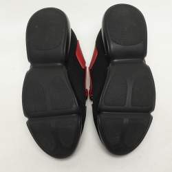 Prada Black/Red Knit Fabric Cloudbust Sneakers Size 37