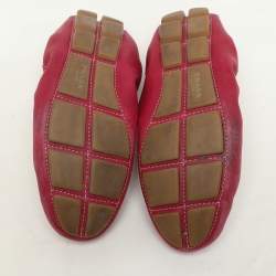 Prada Pink Leather Logo Scrunch Loafers Size 35