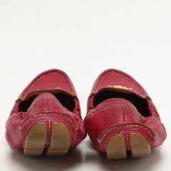 Prada Pink Leather Logo Scrunch Loafers Size 35