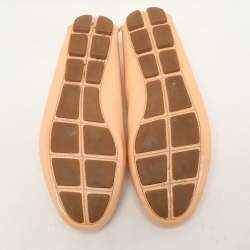 Prada Peach Patent Leather Logo Loafers Size 37
