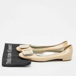 Prada Beige Patent Leather Ballet Flats Size 39.5