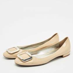 Prada Beige Patent Leather Ballet Flats Size 39.5