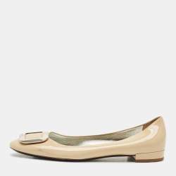 Prada Beige Patent Leather Ballet Flats Size 39.5