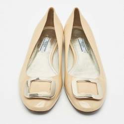 Prada Beige Patent Leather Ballet Flats Size 39.5