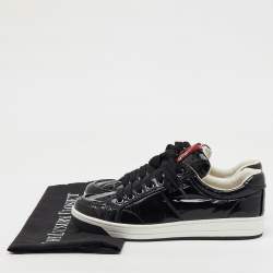 Prada Black Patent Leather Lace Up Low Top Sneakers Size 37.5