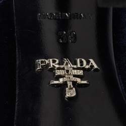 Prada Navy Blue/Black Velvet Bow Slingback Sandals Size 39