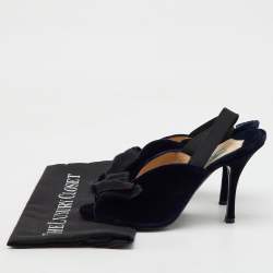 Prada Navy Blue/Black Velvet Bow Slingback Sandals Size 39