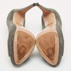 Prada Grey Suede Peep Toe Pumps Size 38
