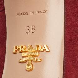 Prada Burgundy Suede Peep Toe Pumps Size 38