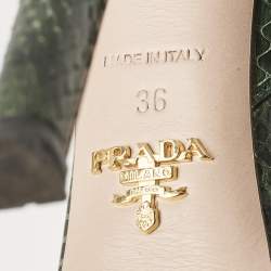 Pre Owned Prada Green Snakeskin Crystals Embellished Ankle Strap Sandals Size 36
