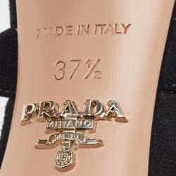 Pre Owned Prada Black Suede Wavy Ankle Strap Sandals Size 37.5