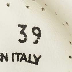 Pre Owned Prada White/Silver Leather and Patent Leather Downtown Low Top Sneakers Size 39