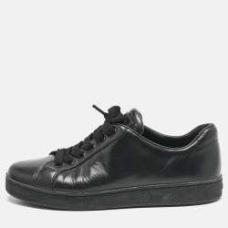 Prada Black Leather Lace Up Low Top Sneakers Size 37