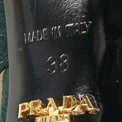 Prada Dark Green Suede Ankle Strappy Platform Sandals Size 38
