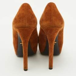 Prada Brown Suede Round Toe Platform Pumps Size 36