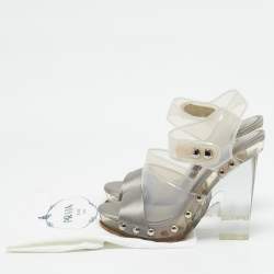Prada Transparent PVC and Satin Ankle Strap Sandals Size 36.5