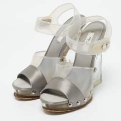Prada Transparent PVC and Satin Ankle Strap Sandals Size 36.5