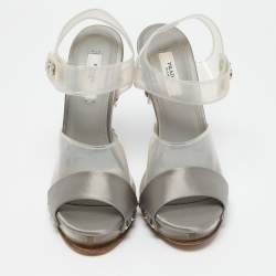Prada Transparent PVC and Satin Ankle Strap Sandals Size 36.5