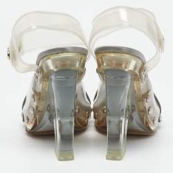Prada Transparent PVC and Satin Ankle Strap Sandals Size 36.5