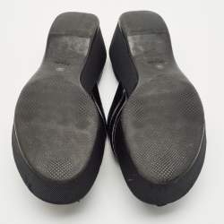 Prada Black Patent Leather Platform Thong Sandals Size 38